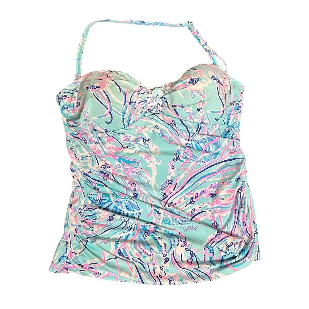 Lilly Pulitzer Bayside Michaelina Swim Tankini Top Women’s 8 Blue Resortwear - Picture 3 of 11